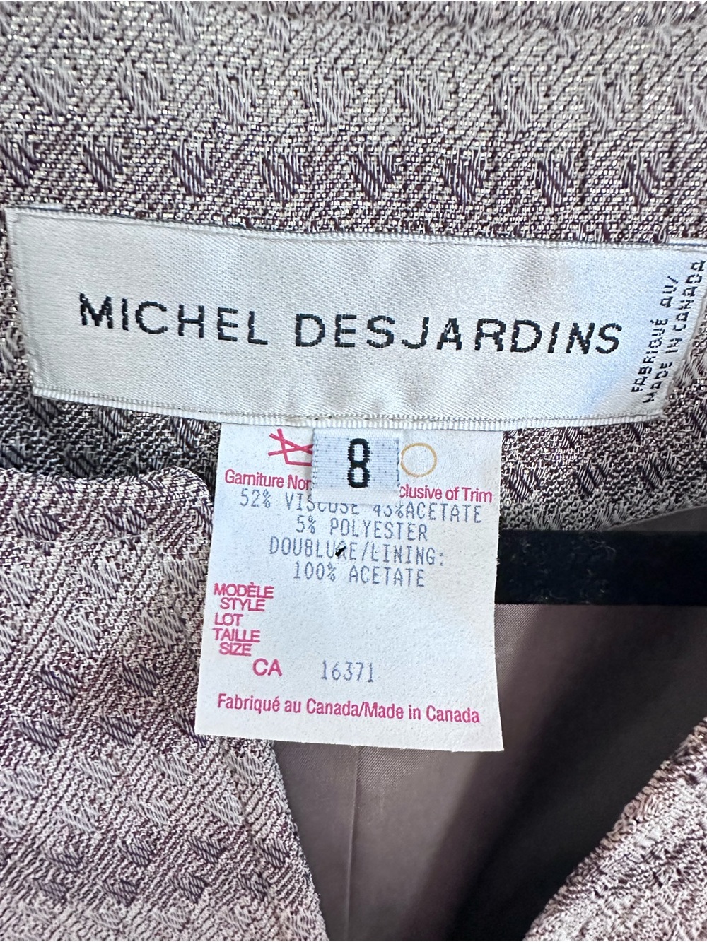 Micheal DesJardins 8 grey metallic stripe front zip old money Can made blazer - Picture 8 of 16